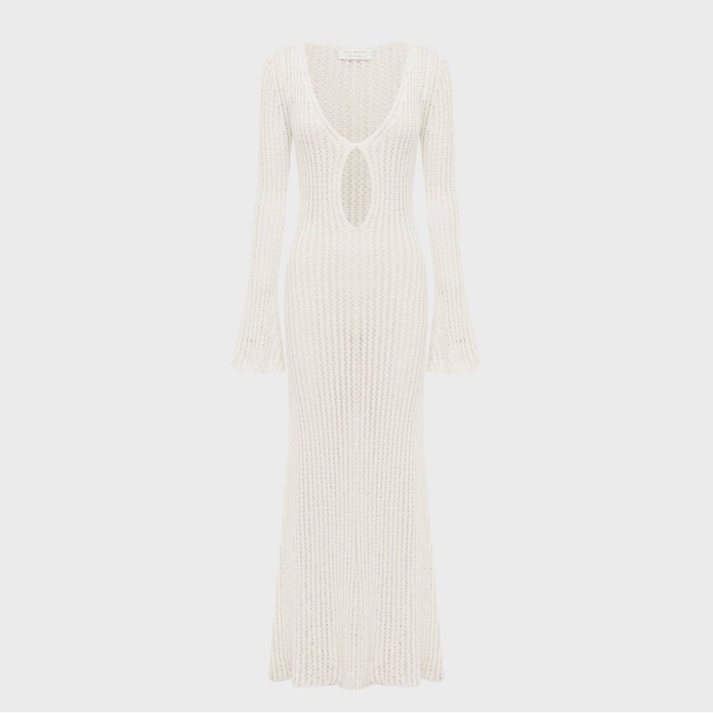 Asta Resort Fernanda Long Sleeve Crochet Dress - Salt Sequin
